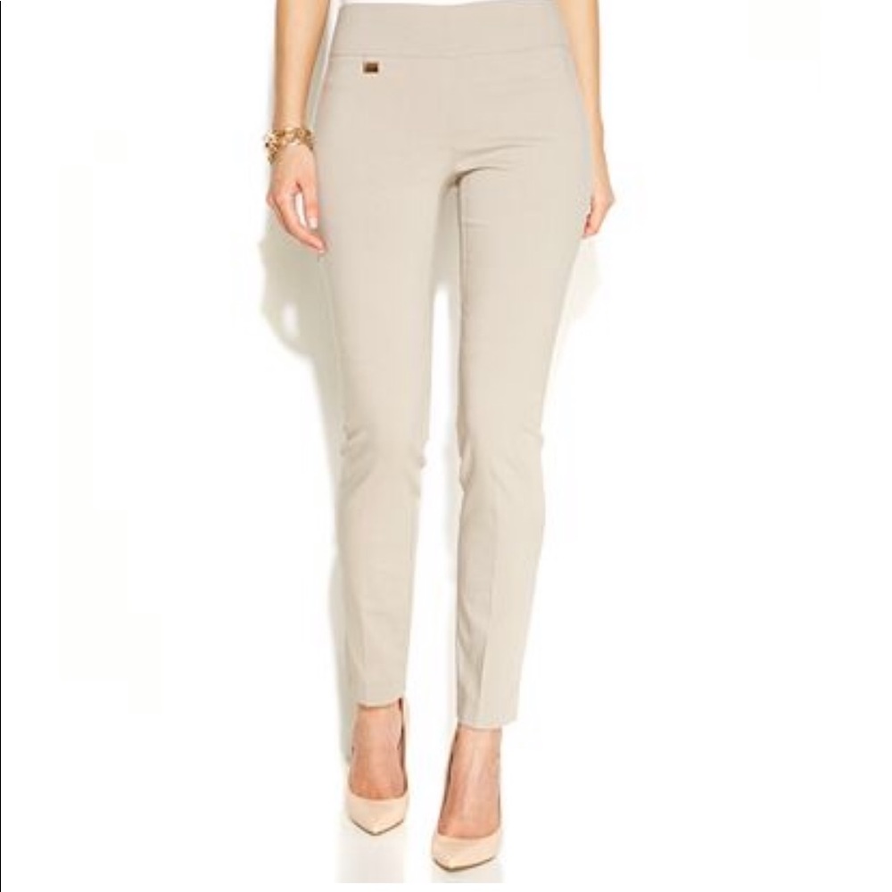 Alfani skinny leg tummy control pants 10L tan